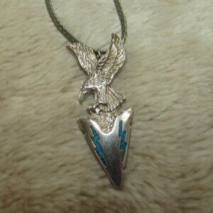 1982 Native American Sterling & Turquoise Eagle Necklace